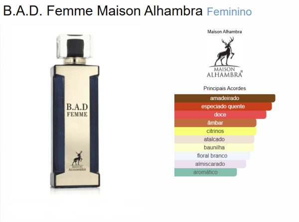 Perfume Bad Femme Maison Alhambra Eau de Parfum 100ml - Imagem 2